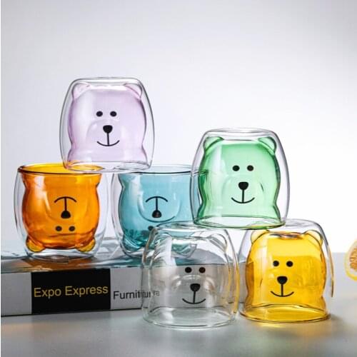 Creative cartoon double-glazed bear cup home coffee juice milk cup drink cup coffee cup glass cup coffee mug