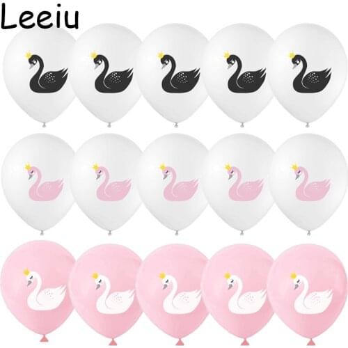 Leeiu 15pcs Mixed Leaves Swan Latex Balloons Wedding Decoration Confetti Ballons Baby Shower Its A Girl Birthday Helium Globos