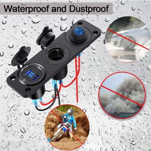 Mayitr Car Cigarette Lighter Dual Usb Power Charger With Rocker Switch 12V Car Boat Cigarette Lighter Socket Dual USB Charger