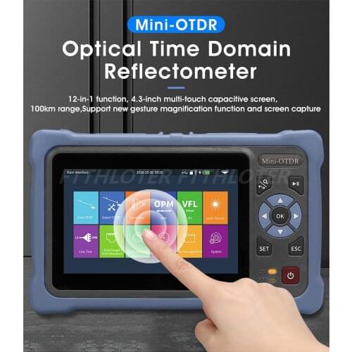 Mini OTDR AUA800 12-in-1 100KM 1310/1550nm 26/24dB Fiber Optic Reflectometer Touch Screen VFL OLS OPM Ethernet Cable Tester