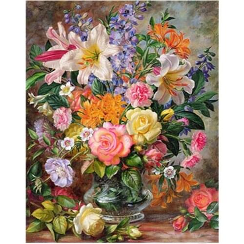 Round Diamond Full Diamond Diamond Painting Set Living Room Dining Room Decoration Children DIY Flowers