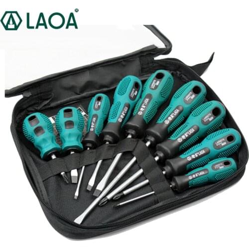 LAOA 9pcs CR-V Screwdriver set Brand Magnetic Screwdriver Multi-function Household Screwdriver tools