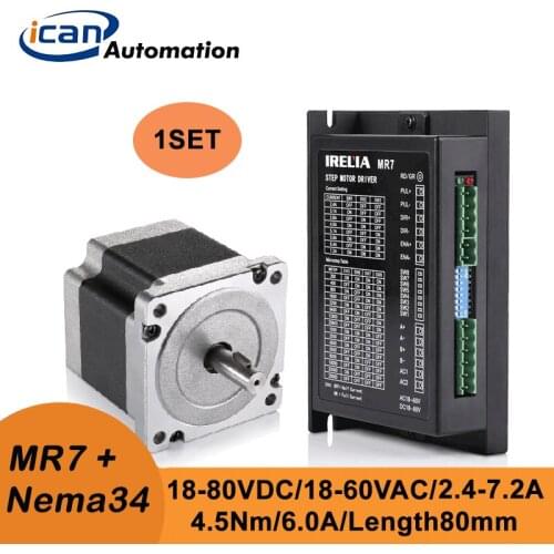 ICAN Stepper Cnc Kit with Motor Nema34 85H2P8060A4 4.5Nm 6.0A 80mm MR7 2.4-7.2A 18-80VDC 18-60VAC Electric Motor Kit
