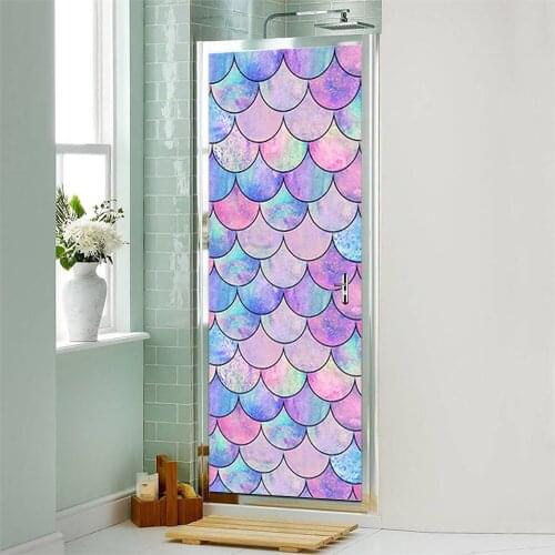 Bathroom Door Stickers Decoration 3D Wallpaper Sticker Waterproof Washroom Kitchen Bedroom Front Door Wallpaper Adhesive Sticker