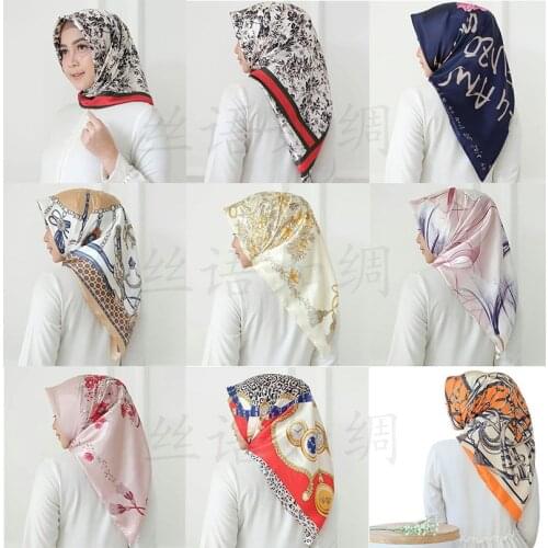 90 * 90cm New flower Printing Scarf Explosion Malaysia Muslim Head scarf women hijiba