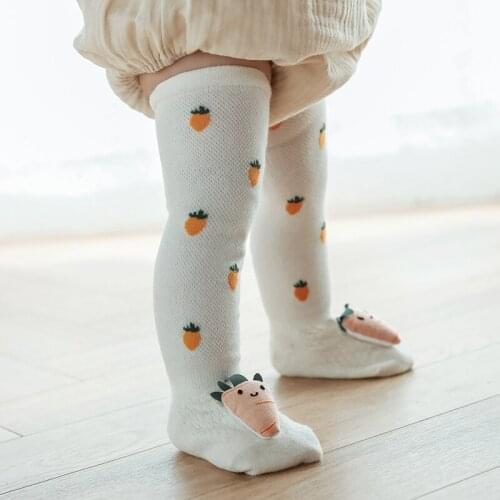 Newborn Infant Over Knee High Socks With Print Kids Girls Boys Baby Summer Cotton Mesh Cute Funny Anti Slip Long Sock Stockings
