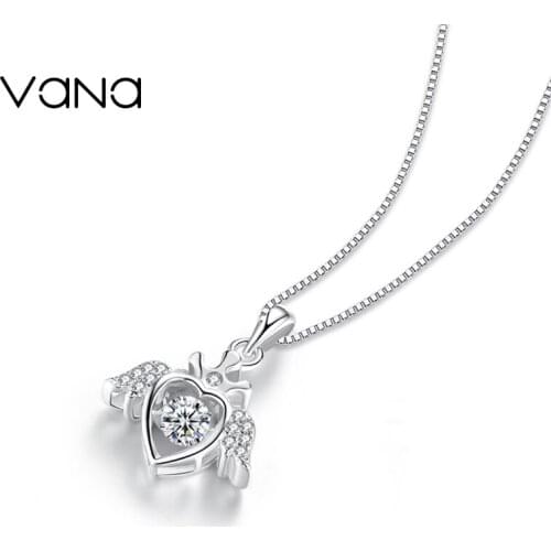 VANA Dancing Angle Necklace for Women Girls 925 Sterling Silver Necklace Set with SWAROVSKI CZ Gift for Girlfriend