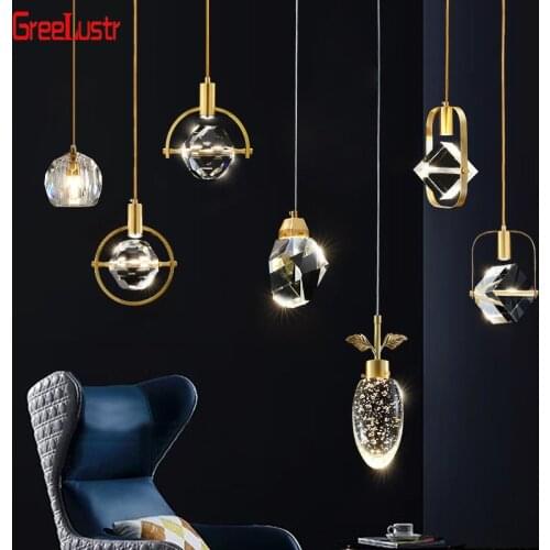 Luxury K9 Crystal Led Pendant Light Fixtures Nordic Gold Home Deco Suspension Luminaire Indoor Lighting Loft Lustres