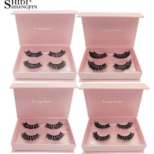 SHIDISHANGPIN 2 Pairs Mink Eyelashes 3d Lashes Natural Thick Long Cross Fake Faux Eyelashes Makeup Maquiagem False Eyelashes
