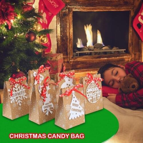 Stylish Kraft Paper Bag Snowman Snowflake Xmas Stockings Baking Cookies Packing Gift Storage Bag Christmas Supplies