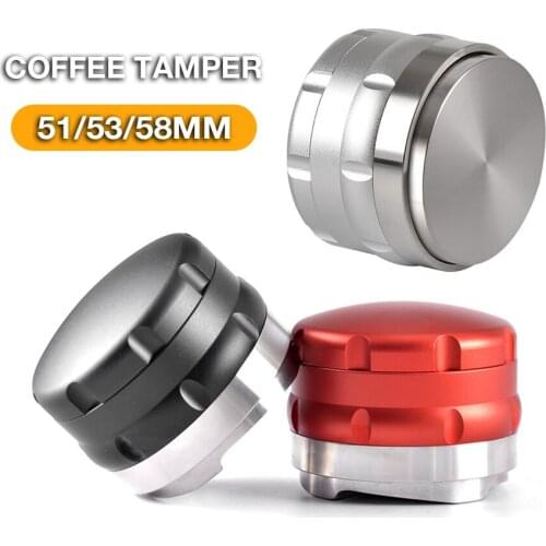 51/53/58mm 304 Stainless Steel Coffee Tamper Wooden Handle Hammer Espresso Tamper Barista Grinder Distributor Coffee Accessorie