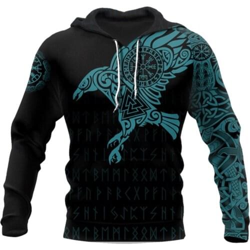 Viking-The Raven of Odin Tattoo 3D Printed Men hoodies Harajuku Fashion Hooded Sweatshirt Autumn Unisex hoodie drop shipping