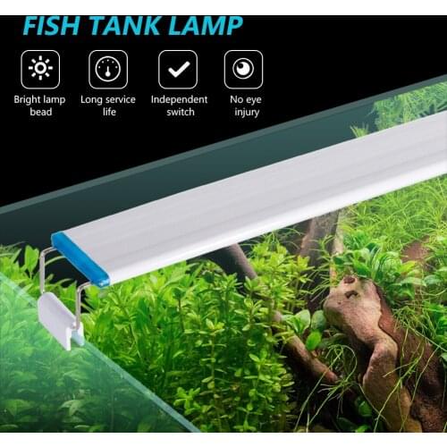 Waterproof Fish Tank Slim Luminaire Adjustable US/EU Plug Aquarium Light LED Decor White Blue Lighting Plant Lamp AC 90-260V