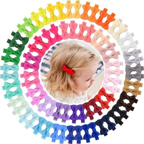 50PCS Infant Hair Clips 2" Tiny Hair Bows Clips Girls Accessories Pigtails Bows Fully Wrapped Clips for Baby Girls and Toddlers
