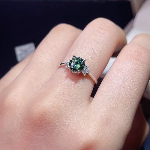 Green moissanite Personality design New ring, 925 Sterling silver, beautiful color, sparkling, 1 carat Diamond D VVS1