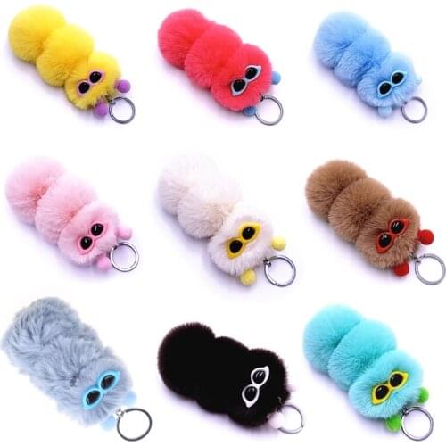 15cm/6inch Mini Soft Plush Caterpillar Joint Doll for Handbags Decorations for Clothing & Handbag Car Keychain Key Ring