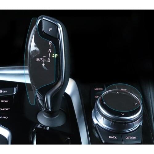 2pcs Car Gear Shift Knob and Multimedia knob Protective Film sticker cover LHD for BMW 5 Series G30 2018