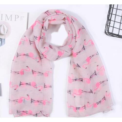 2018 New Women Flamingo Print Scarves And Shawls Animal Print Wrap Scarf Hijab 5 Color Wholesale 10PCS/LOT Free Shipping