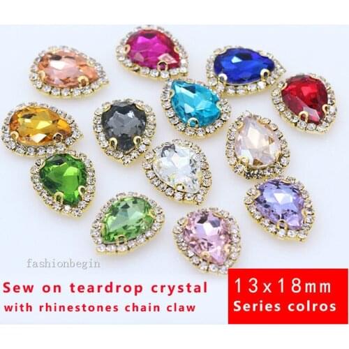 6p 18x13mm Teardrop stones flatback crystal Buckle Rhinestone trim beads clothes Applique Sewing On Button DIY Jewelry diy