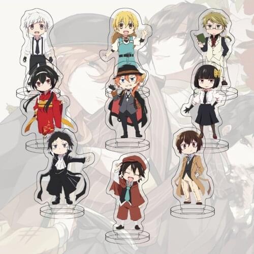 9Pcs/Set Anime Bungo Stray Dogs Figure Mini Cute Dazai Chuuya Action Figures Acrylic Stand Model Toy Decoration Birthday Gifts