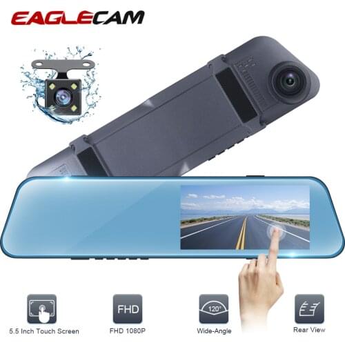 Car Dvr 5.5 Inch Full HD 1080P Dash Cam Ultra-Thin Touch Screen Camera Auto Rearview Mirror Video Recorder Two Camera Registrar