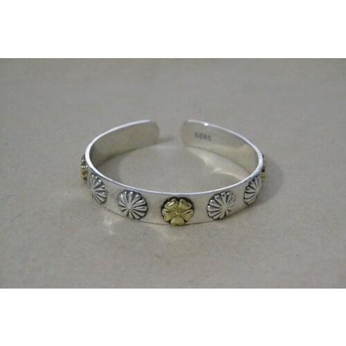 Real 925 sterling silver fashion handmade willow nail plum vintage open bracelet