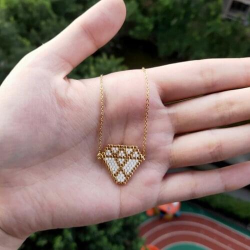 FAIRYWOO Geometric Jewelry Women Chain Necklace Miyuki Handmade Stainless Steel Gold Chain Choker Bijoux Ins Jewelry Friendship