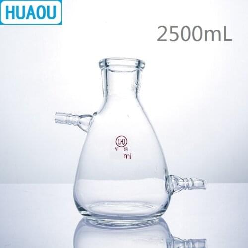 HUAOU 2500mL Filtering Flask 2.5L with Upper Tubulature at Side and Bottom Borosilicate 3.3 Glass Laboratory Chemistry Equipment