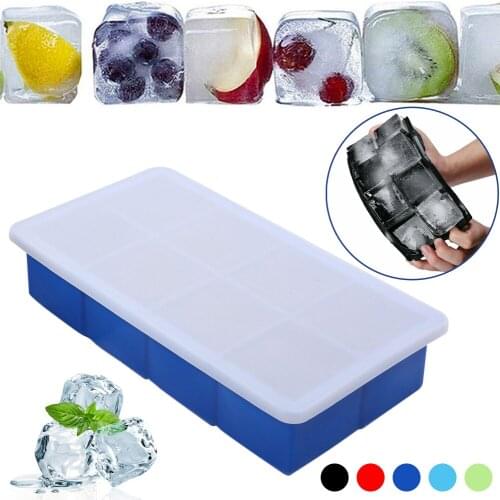 Black Grade Silicone 8-grid Cube Jumbo Silicone Ice Cube Square Tray Mold Mould Non-toxic Durable Bar Pub Wine Ice Mould Tools
