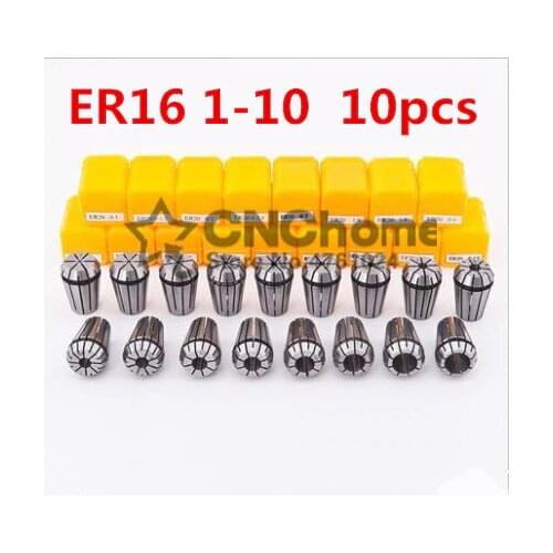 Hot New 10Pcs/lot ER16 1-10mm Spring Collet Set For CNC Milling Machine Engraving Lathe Tool