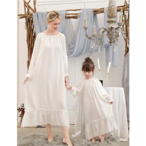 Cotton Mommy&me family matching mother daughter nightgown dress kids parent child outfits childrens home wear girls pajamas