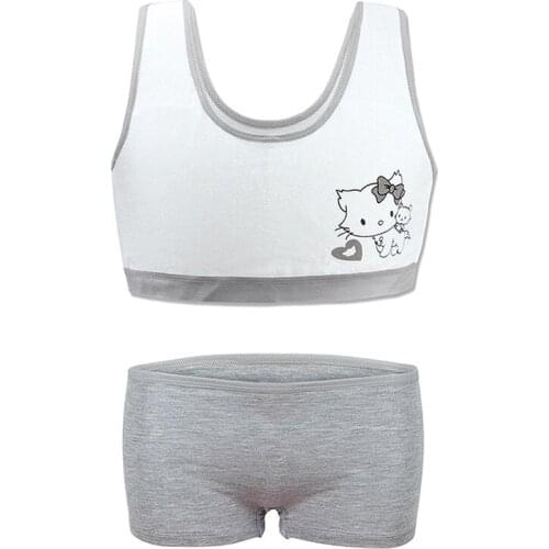 Teenage bra suit cotton students developing girl vest-style summer breast wrap chest 12-16 years old