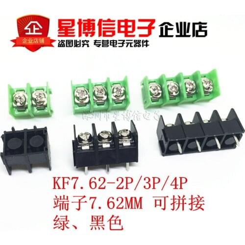 KF7.62-2P 7.62mm 2P 3P 4P pin pitch pcb screw block Splice connector terminal KF7.62 2Pin 300v 20a ROHS black green