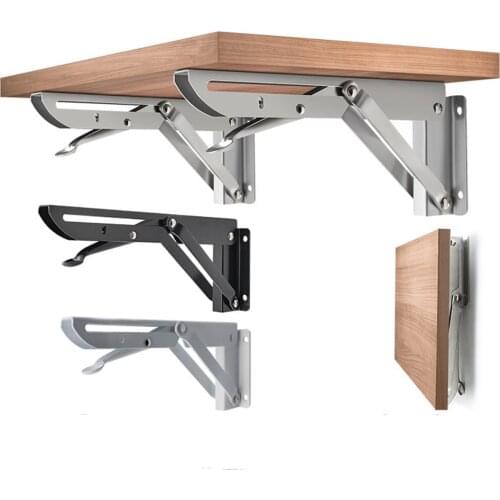 2 Pcs 8-16inch Stainless Steel Bracket K Shaped Folding Triangle Bracket Iron Folding Bracket Wall Shelf Support Frame