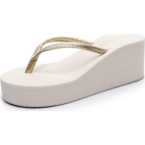 Summer new fashion womens slippers thick bottom non-slip flat bottom wedge outdoor beach shoes seaside tide