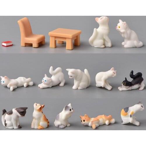 Kawaii Cat Ornament Animal Image Exquisite Workmanship Realistic Mini Cat Crafts Miniatures Figurines for interior home decor