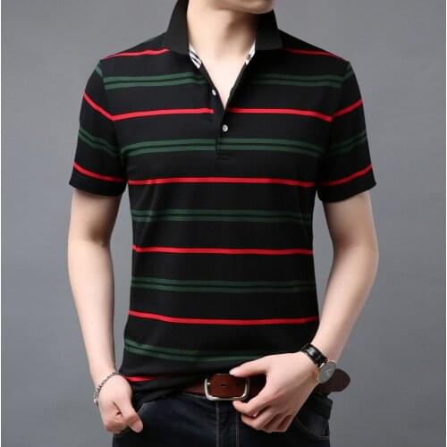 Men Striped Polo Shirt Cotton Breathable Great Quality Turn-down collar Tops 2020 Summer Brand Business Short Sleeve polos F1928