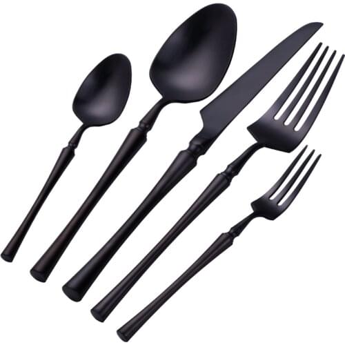 Frost Black Western Dinner Set 18/10 Stainless knife Fork Spoon Cutlery Dinnerware Kitchen Food Luxury Tableware Flatware Set