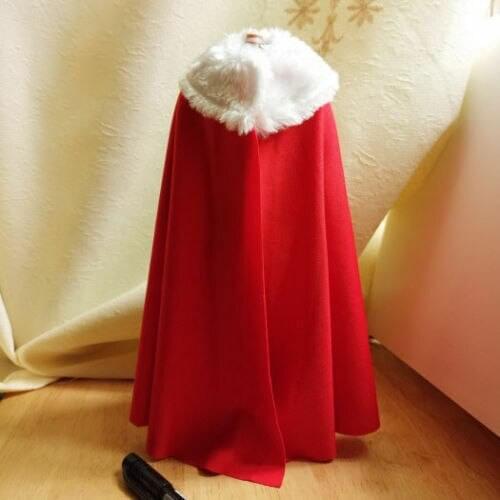 1:6 Scale red with a white fur collar cloak Coat For 12" Female Body Doll Toy