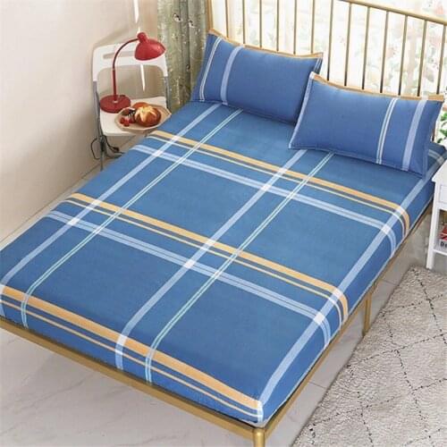 2021 New Band Brand 100% Polyester Solid Fitted Sheet Mattress Cover Four Corners With Elastic With 2Pcs Pillow Covers Bedspread
