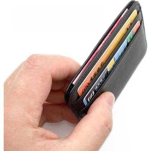 New 100% Sheepskin Genuine Leather Credit Card Case Mini ID Card Holder Small Purse For Man Slim Mens Wallet Card holder