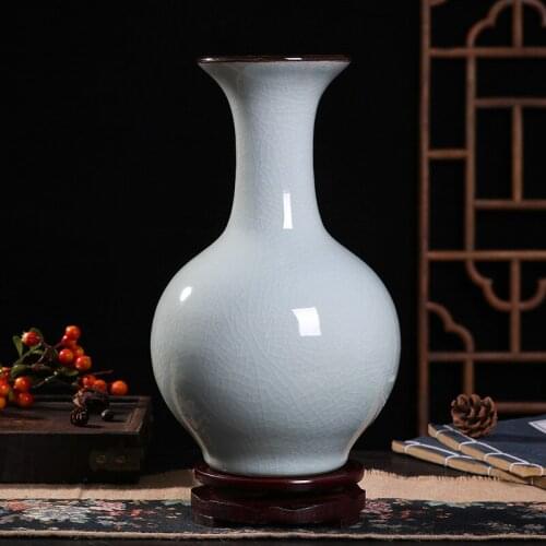 2021 New Jingdezhen White Glaze Ice Cracked Ceramic Vase Antique Chinese Handicraft Living Room Furnishings