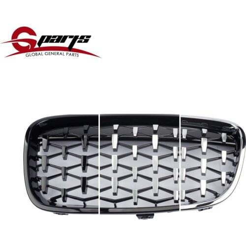 One Pair Diamond Grill Auto Front Bumper Grille Overlay Kidney Replacement Grilles For BMW 1 Series F20 116i 118i 2012 2013 2014