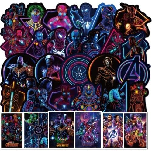 100 Pcs Marvel Super Hero Stickers Mobile Phone Film PVC Waterproof Coated Notebook Cup Luggage Waterproof Graffiti Sticker