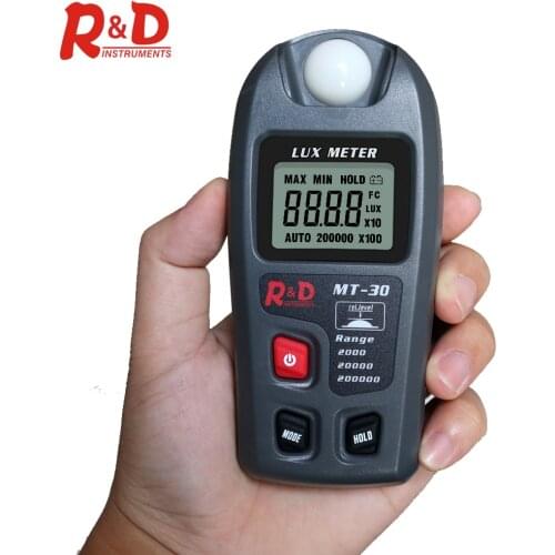 R&D MT30 Grey illuminometer lux/fc photometer tester Enviromental Testing Lux meter 0~200,000lux Range light meter pocket design