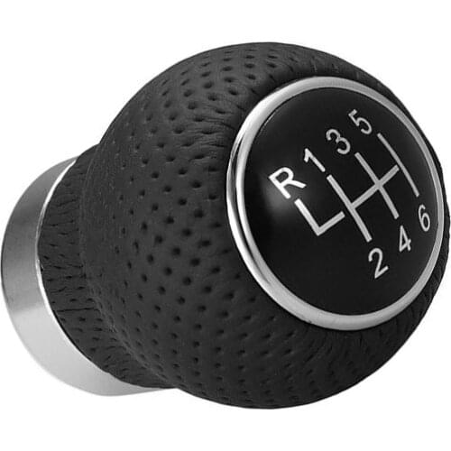 1pc Black PU Leather Manual 6 Speed Car Gear Shift Knob Shifter Lever with 3 Adapters Universal Refitting Part for Car