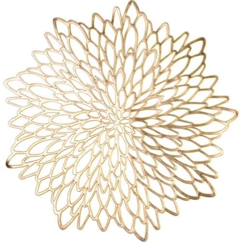 Golden Sliver Petal Cutout Tablecloth Placemat For Holiday Decoration Home Daily Coasters Pad Table Bowl Mats
