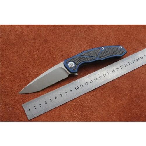 High quality,Maxace Halictus folding Knife Blue/grey Ti/CF (Stonewash), blade material: M390, outdoor camping hunting hand tools