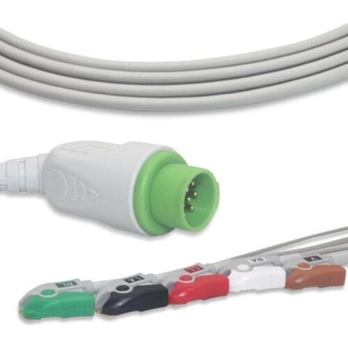 Compatible Fukuda Denshi DS7100 DS7300 5 Lead ECG Cable AHA Clip