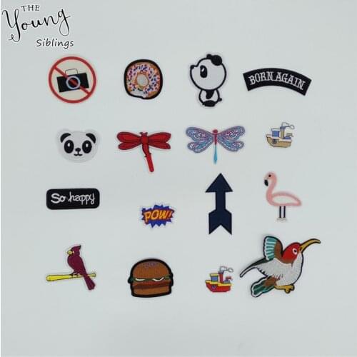 High quality Fashion Cartoon Patter Hot Melt Adhesive Applique Embroidery Stripes patch DIY Badge Clothing Accessory C5167-C5183
